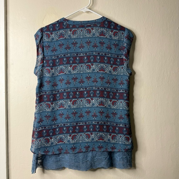 Daniel Rainn Stitch Fix Blue Lace Crochet Hem Sleeveless Cap Sleeve Blouse - Picture 6 of 6